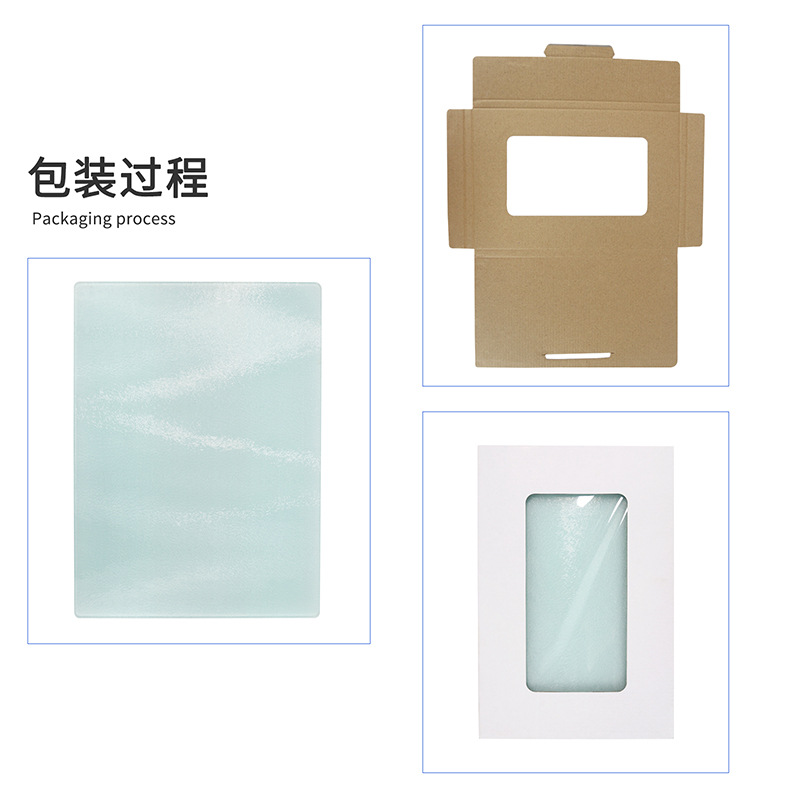 Tablero de corte de vidrio de impresión de transferencia de calor Tablero de corte de vidrio templado Tablero de corte de superficie de oro rectangular Tablero de corte de vidrio en blanco de sublimación