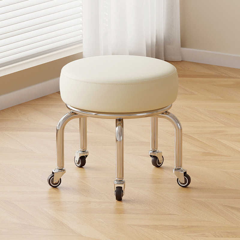 Polia doméstica taburete bajo rueda universal pequeño taburete silencioso rotativo taburete redondo móvil con artefacto moderno y simple