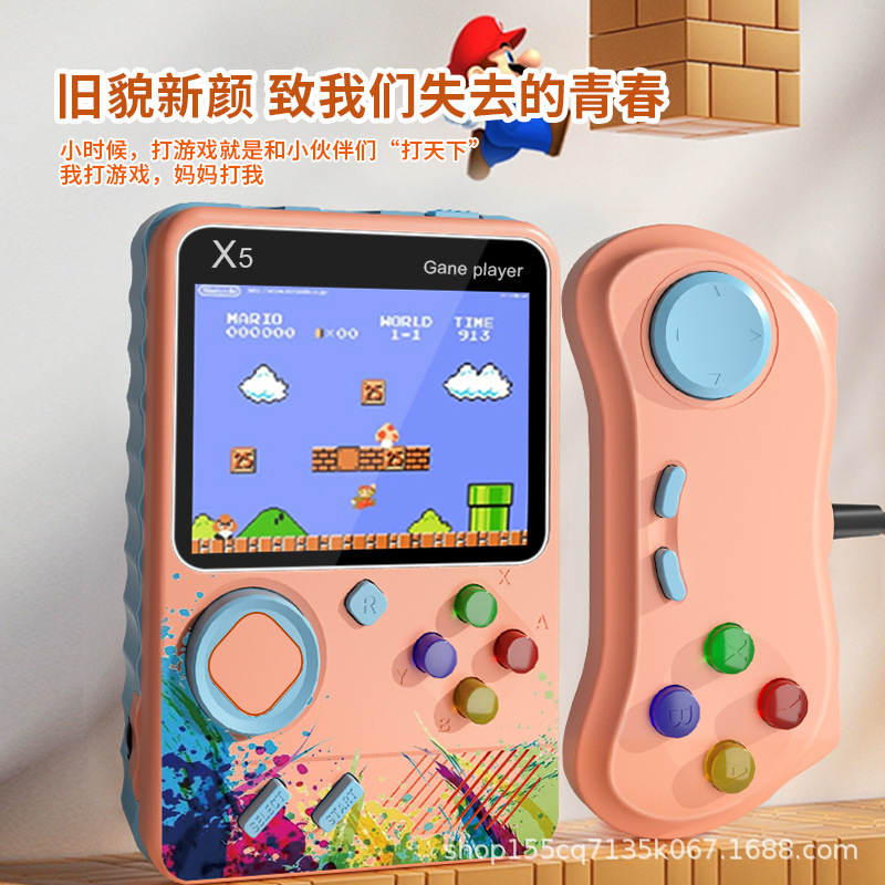 クロスボーダーの新型x 5携帯ゲーム機のまぶしい色のマカロンのゲーム機の500一体のカラースクリーンの復古の子供のおもちゃ|undefined