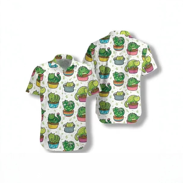 2026 Summer Funny Cactus Pattern Beach Men's Desert Floral Hawaiian Plant Short Sleeve Shirt 2026 Summer Funny Cactus Pattern Beach Men's Desert Floral Hawaiian Plant Short Sleeve Shirt