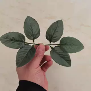 仿真玫瑰叶批发玫瑰花丝网花材料仿真六叉玫瑰叶 DIY制作仿真叶子