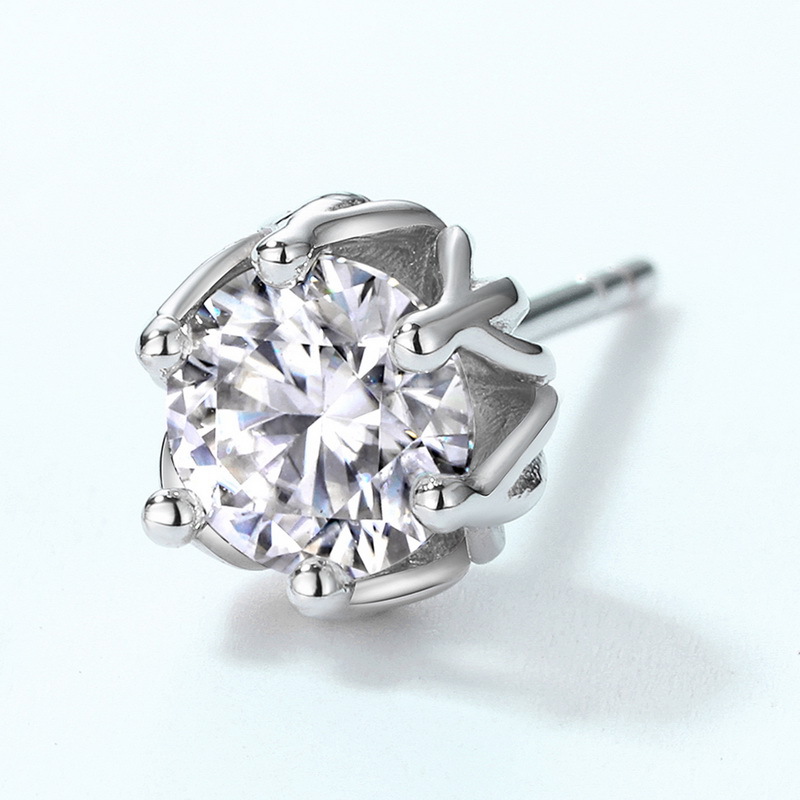 Wilsheng joyería de plata 925 simple moda seis-garra pendientes ronda ocho corazones y ocho flechas VVS moissanite pendientes para las mujeres