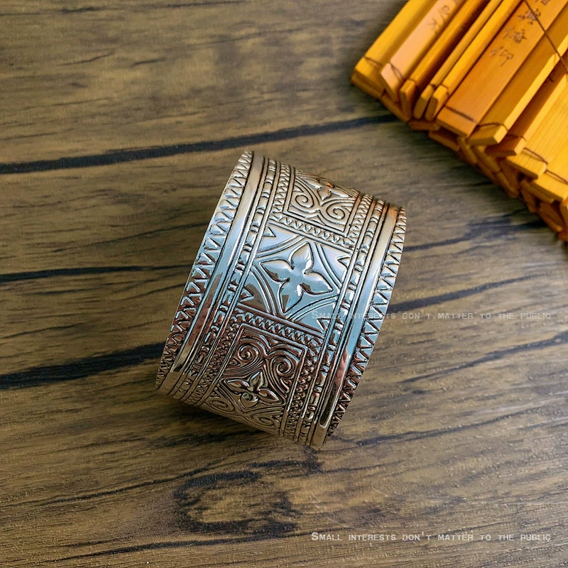Retro ethnic carved bracelet, accessory, ethnic style, boho style