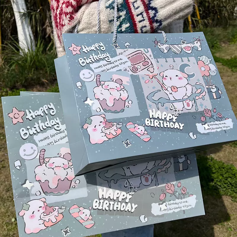可爱小号手提袋礼品袋大号精致纸袋子ins风毕业季生日礼物包装伴