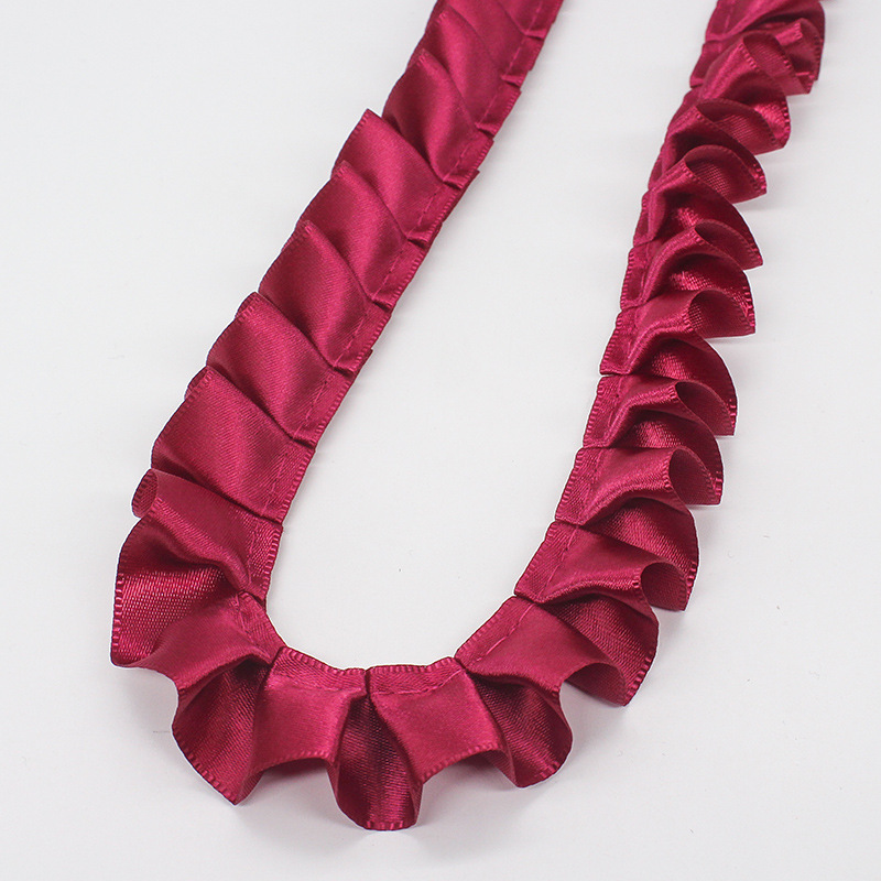 Fabricantes al por mayor de 2.5cm de ancho poliéster único borde de loto plegado cinta DIY accesorios de ropa hecha a mano cinta de encaje decoración image 11