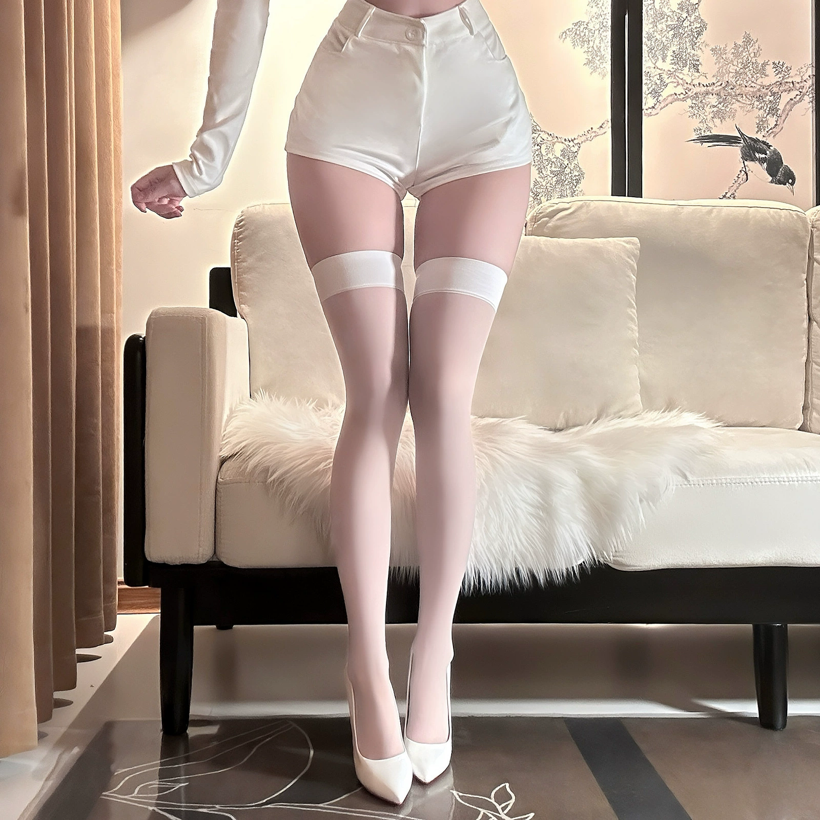 Крайне тонкие сексуальные колготки с трехмерным эффектом и бантом, 3D