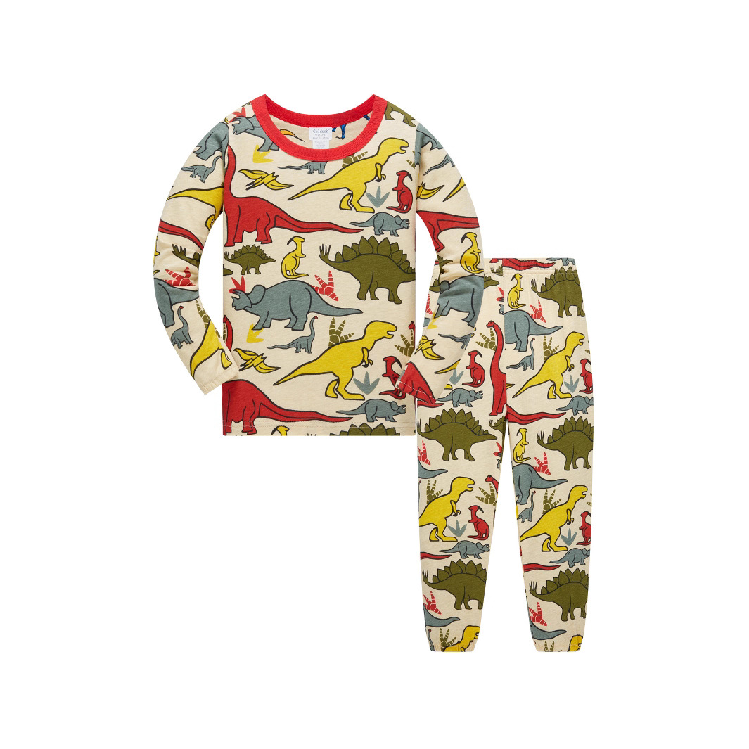 New Children's Pure Cotton Underwear Pajamas Set Boys and Girls Cartoon Long-Sleeved Trousers Air-Conditioned Clothes Home Clothes Wholesale