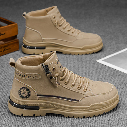 Men's High-Top Martin Boots, Autumn British Style Retro Outdoor Hiking Waterproof Slip-Resistant Work Boots