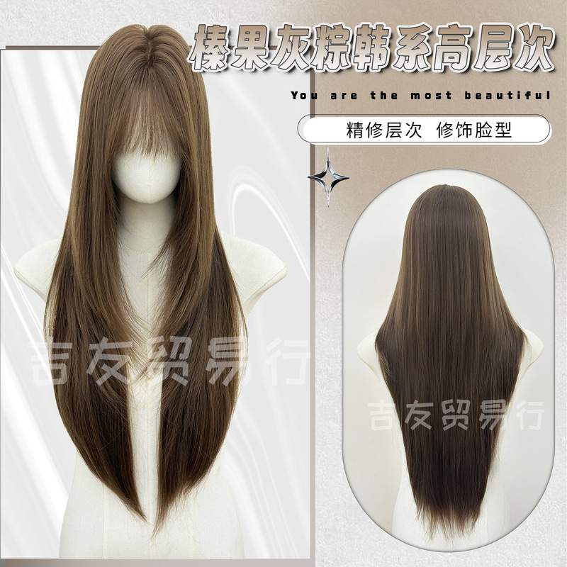 Jiyu Trading Co. Wholesale Long Straight Hair Wigs in Hazelnut Gray-Brown, High-Density, Natural-Looking, Realistic, Everyday Full Wigs Jiyu Trading Co. Wholesale Long Straight Hair Wigs in Hazelnut Gray-Brown, High-Density, Natural-Looking, Realistic, Everyday Full Wigs
