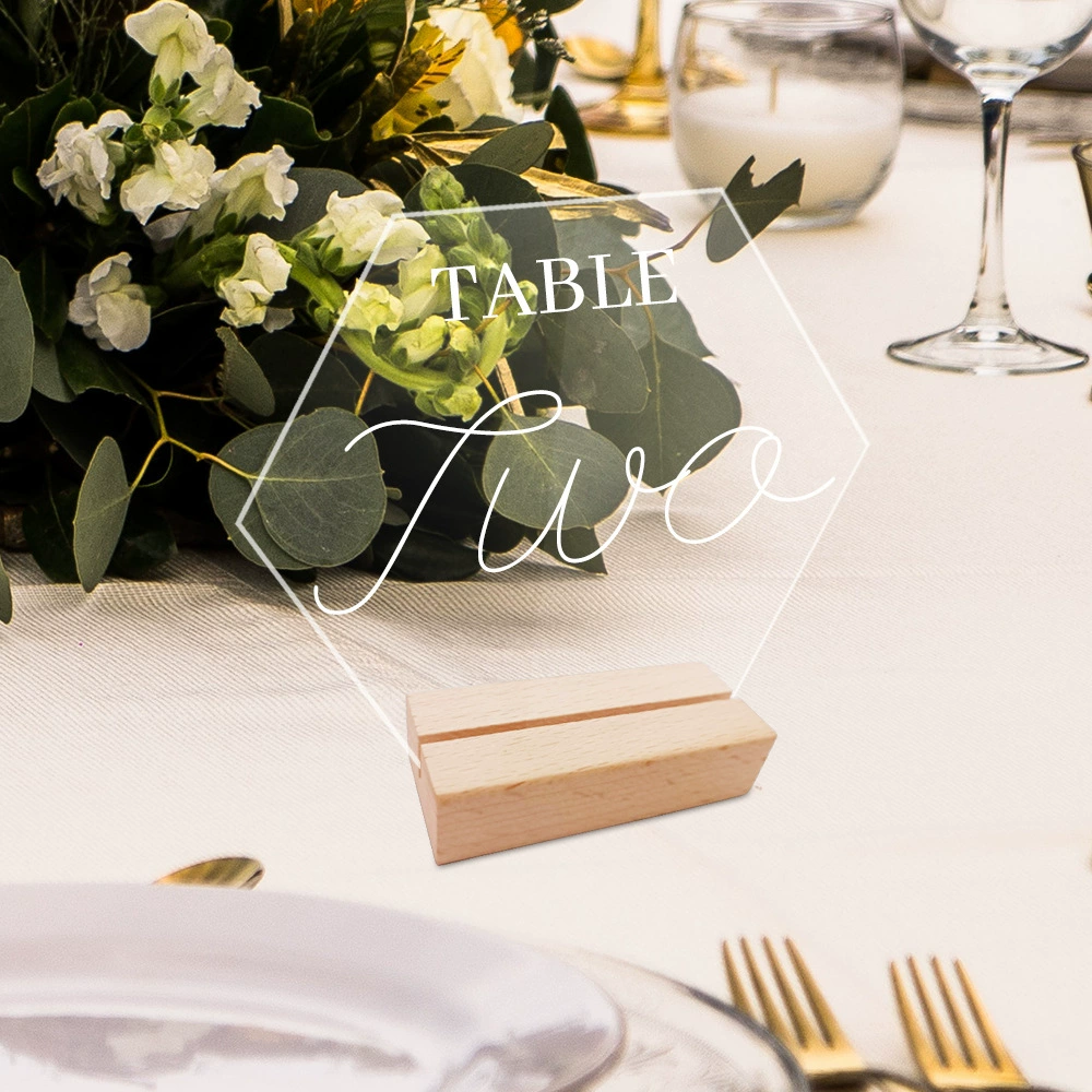 BT052 three-dimensional transparent hexagonal acrylic wedding party table number board table seat DIY mirror table table