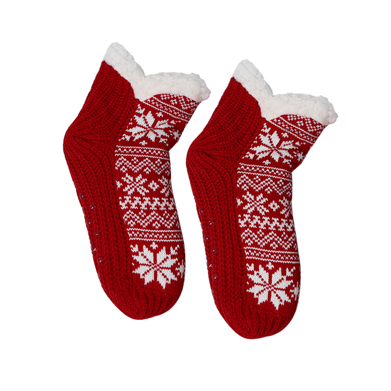 Calcetines de nieve de dibujos animados de invierno calcetines de piso de lana de cordero postparto engrosados calcetines de sueño cálido fabricante