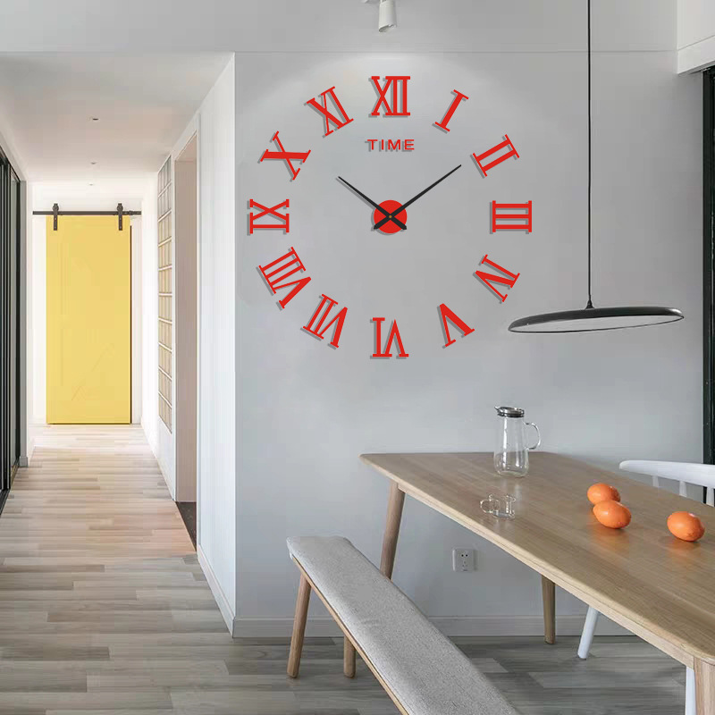 Creativo nórdico sala de estar acrílico reloj romano dormitorio DIY mudo Reloj de pared hogar pared colgante reloj decorativo
