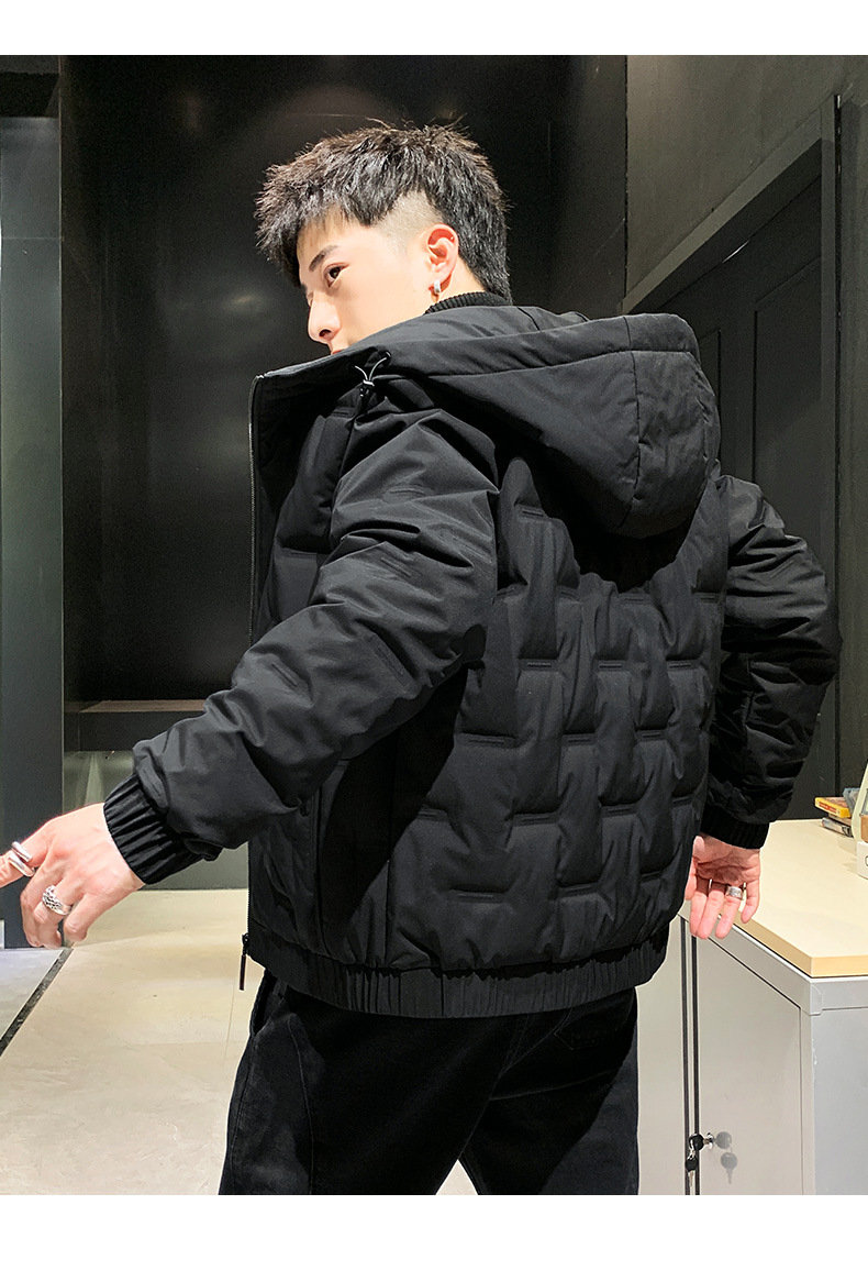 Men's Clothing white duck Silk cotton winter thickened trendy brand hooded Silk cotton jacket men's short loose winter jacket_voghion.com