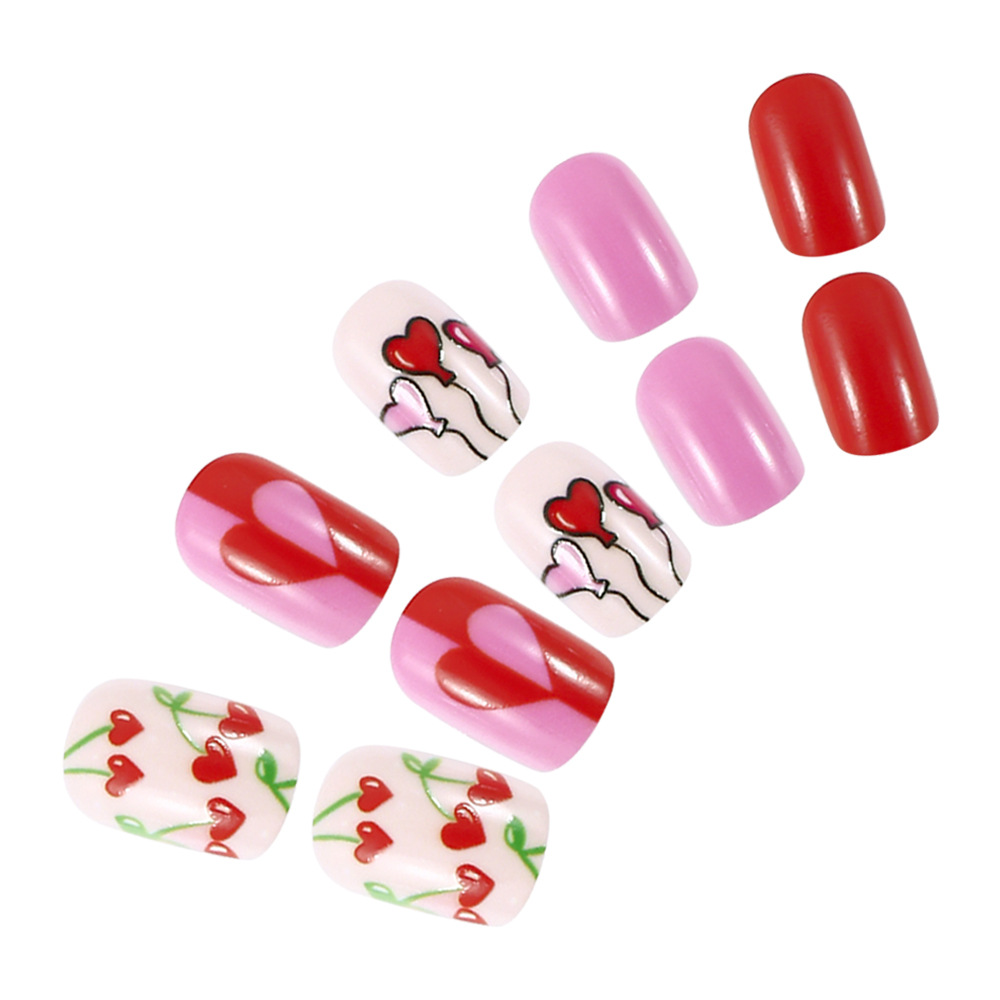 14g Weight press-on nails Nail Supplies Plastic Material Letter, Cherry, Heart Shape Pattern Letter Cherry Heart Shape Plastic Press-on Nails 3