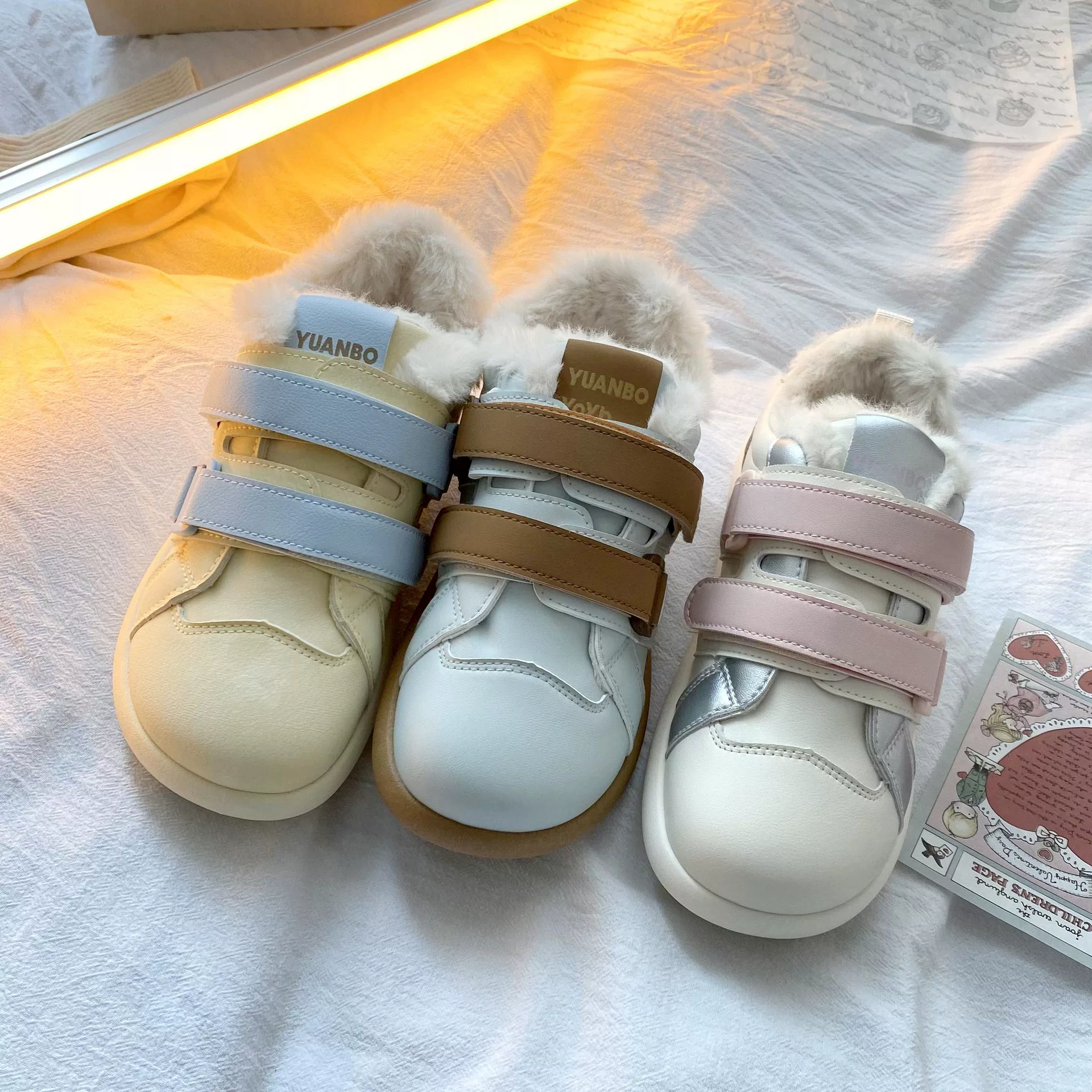 Уродливая милая 2024 зимняя бархатная липучка обувь женская немецкая тренировка балет слойка спортивная кожа маленькая белая обувь N2102M