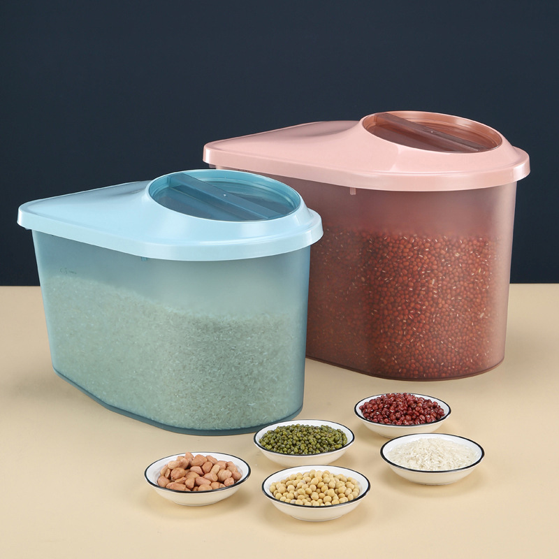 Japanese rice storage box for kitchen, anti-insect and anti-moisture, with lid, household plastic sealed rice bucket, flour and rice storage bin