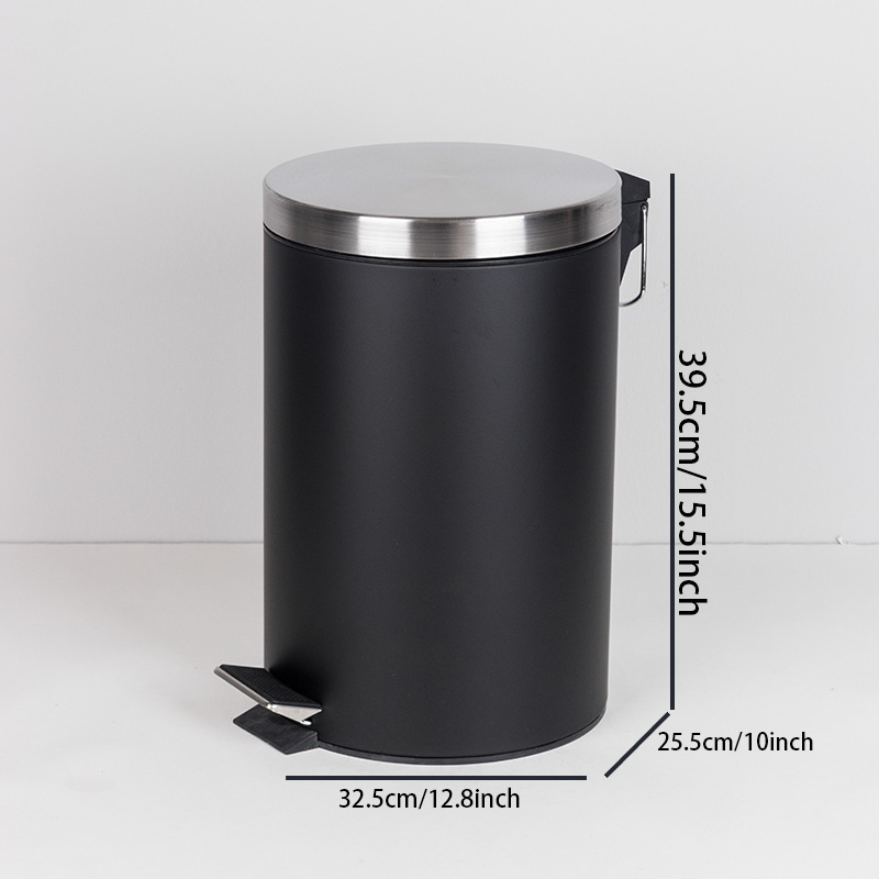 Papelera de pedal de acero inoxidable de estilo europeo para el hogar grande 12L sala de estar oficina hotel con tapa cubo de almacenamiento