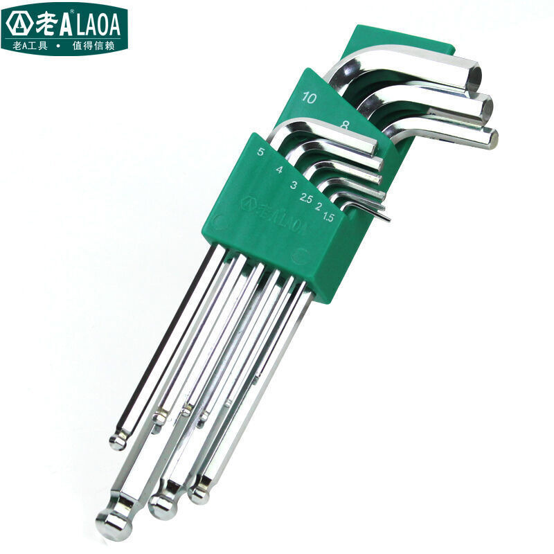 老A 9件套球头内六角扳手套装1.5-10mm LA315109