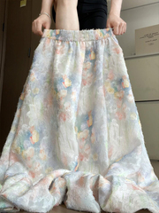 花柄レーススカート女性の夏の新しいニッチデザイン A ライン傘スカートフレンチモネガーデンスカート