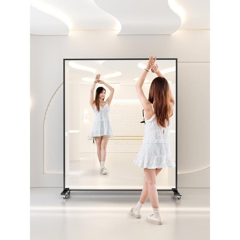 ◇ Movable Dance Mirror with Universal Wheels, Floor-Standing Mirror for Home Use, Full-Length Dressing Mirror, Yoga Fitness Practice Room Mirror
