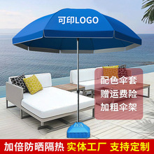 户外大号太阳伞加厚双层防晒遮阳伞圆形中柱沙滩伞广告伞印刷logo