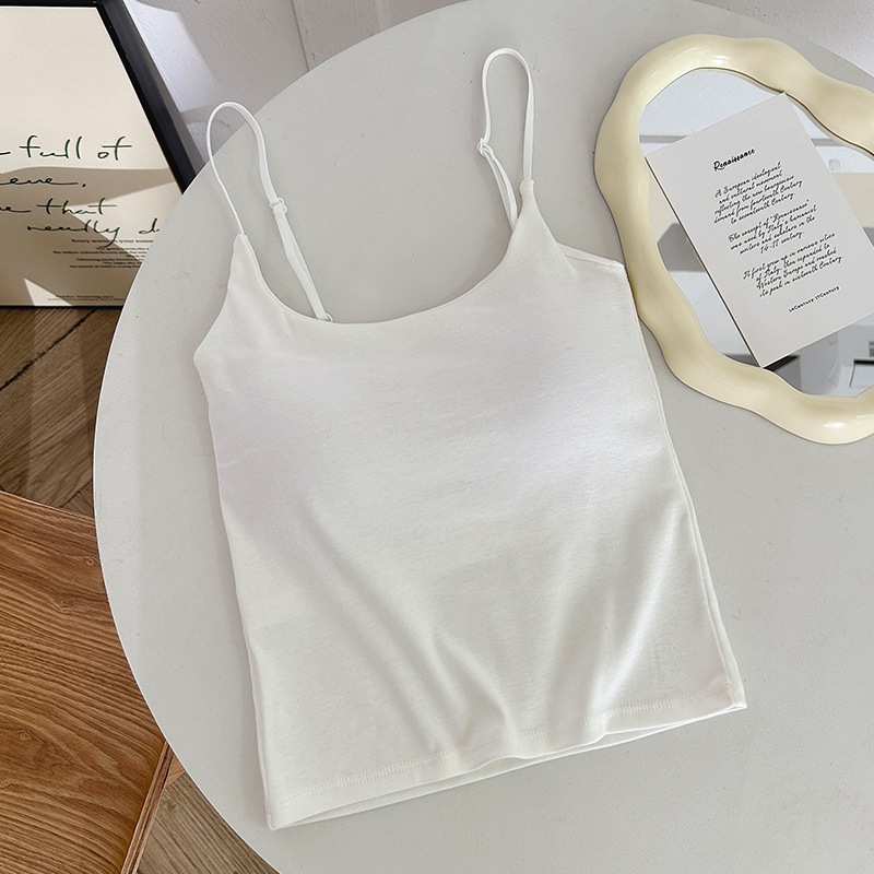 La primavera y el verano nueva belleza espalda camisola mujeres con almohadilla en el pecho fijo Copa interior y exterior desgaste camisola tubo Top bottoming chaleco mujeres