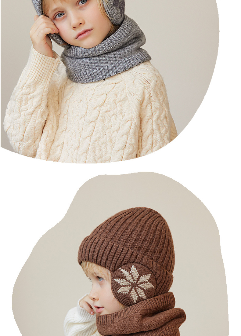 Kindermütze Winter Samt Hals Set Gestrickte Wollmütze Herren und Mädchen Warmer Ohrenschutz Hoodie Kopfkappe_voghion.com