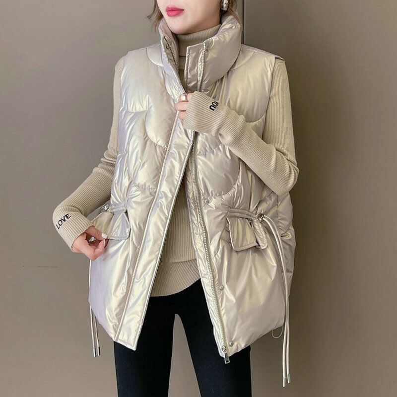 Chaleco de mujer para invierno, chaleco acolchado con cordón_voghion.com