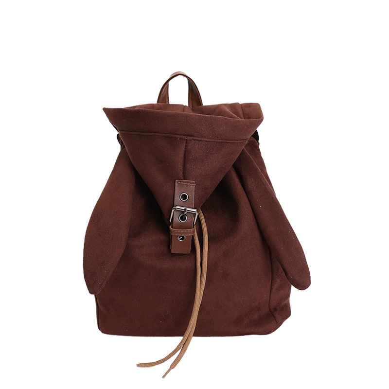 Retro cute rabbit, backpack, bag strap, velvet hat, drawstring, simple and elegant design