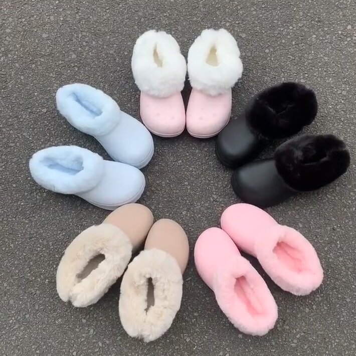 New Cotton Slippers 2025 Winter Warm Thick-Soled Cotton Shoes with Heel Protection, Non-Slip, Fleece-Lined, Wear-Resistant, Thick-Soled Cotton Slippers for Outdoor Use