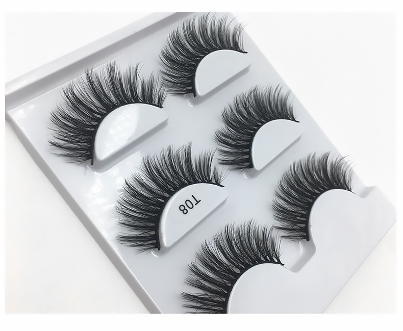 200g Weight False Eyelashes Makeup Tools Types 3 Pairs Quantity Mink Hair Material 3 Pairs Of Multi-layer Thick Natural Curling False Eyelashes 7