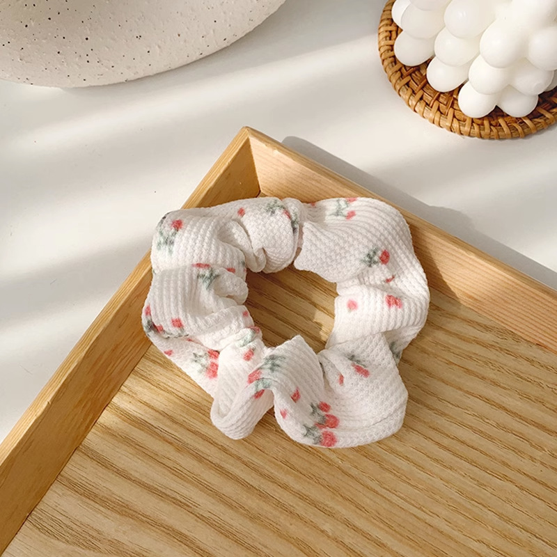 Encaje de flor coreana Encaje de intestino grueso Anillo de cabello femenino Cabeza de flor de viento pastoral Cuerda de cabeza de bola de gran tamaño Accesorios para el cabello de alta calidad