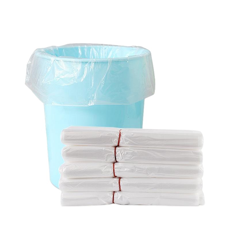 Venta directa de fábrica Hotel habitación de huéspedes universal bolsa de basura blanca 45*45 desechable tamaño pequeño boca plana bolsa de basura