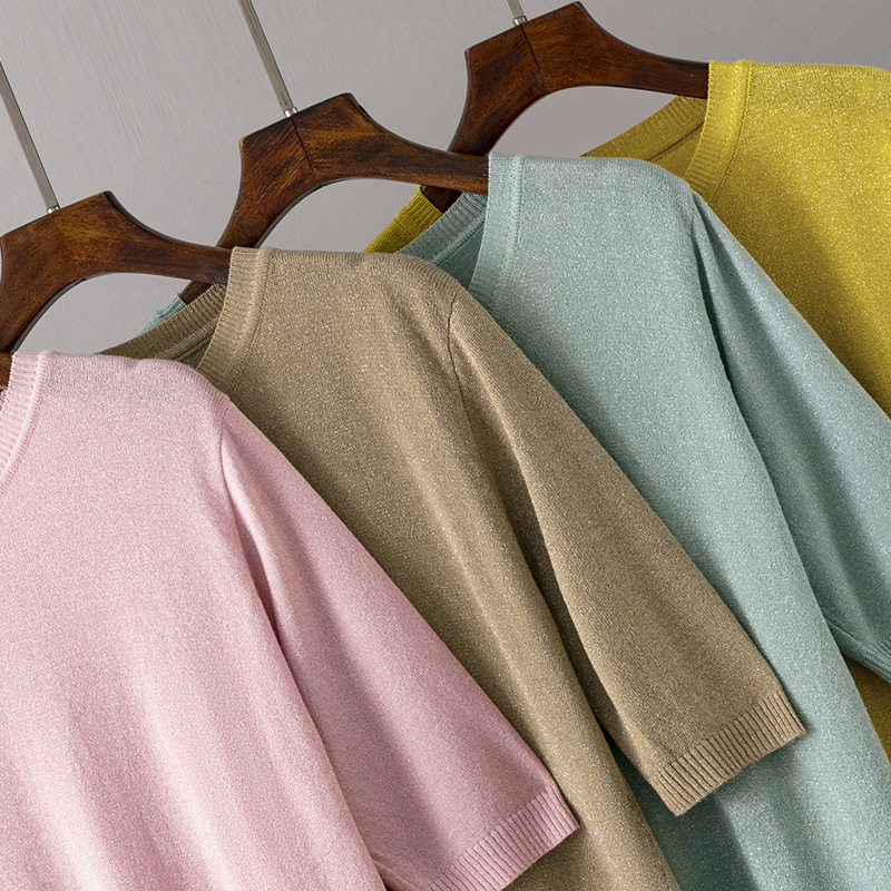 146g Weight Half Sleeve Sleeve Length Regular Sleeve Sleeve Type stretch cotton Fabric Type Regular Top Length T-shirt Tops Type Daily Occasion Round Neck Neckline Bright Silk Function Slim Fit Type Solid Color Pattern Summer Season Women's Gender Casual, Basic, Commute style Style Wholesale Women's Casual Basic Commute Style Solid Color Half Sleeve T-Shirts 1