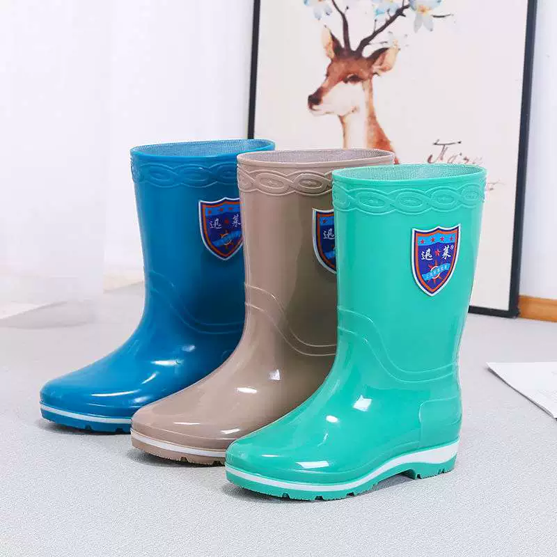 Women's rain boots women's rubber shoes women's waterproof high tube rain boots long tube authentic rain boots non-slip thick outdoor