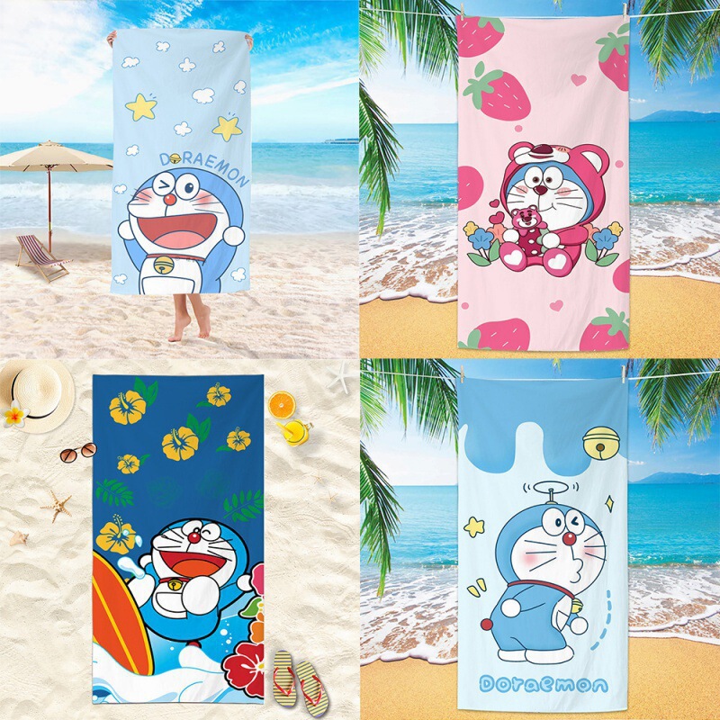 Cartoon Cute Doraemon Microfiber Adult Bath Swimming Towel Travel Portable Beach Towel Sports Towel