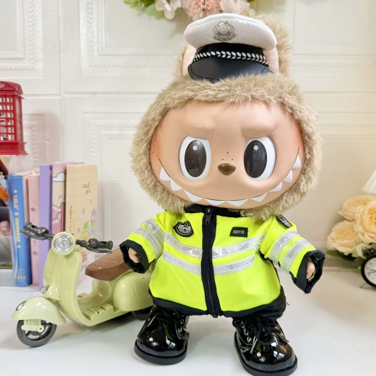 38 см плюшевая одежда для куклы Labubu, сменная одежда для куклы Labubu, дорожный униформа, костюм, крутой и милый