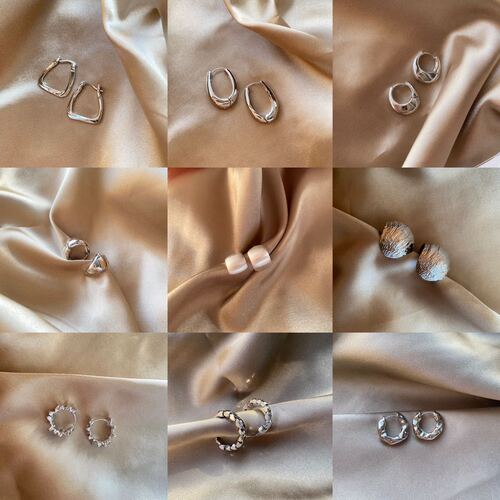 European and American retro metal simple geometric earrings for women  cold style high-end light luxury large earrings 