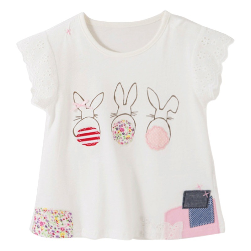 En stock ropa de verano malwee para niñas nuevo estilo europeo y americano de los niños de manga corta Camiseta de manga corta de niña