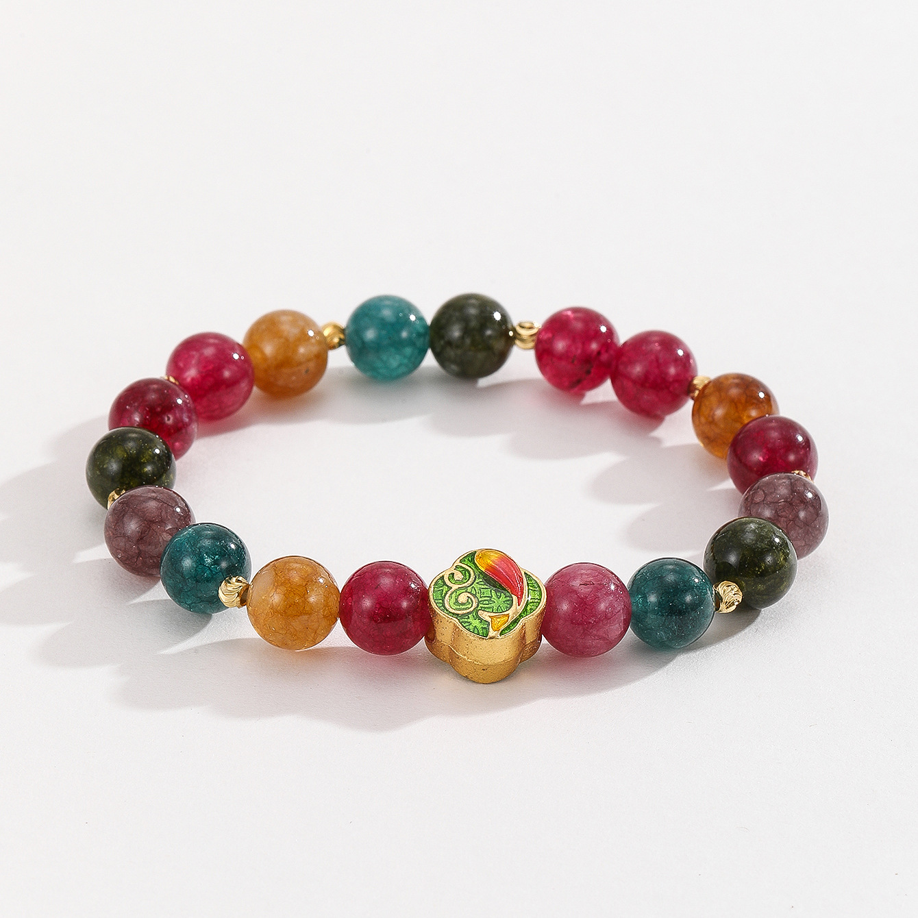 Pulsera de cristal de fresa de piedra natural orquídea colgante de campana de viento nacional lugar escénico para poner puestos nuevos joyeros chinos al por mayor