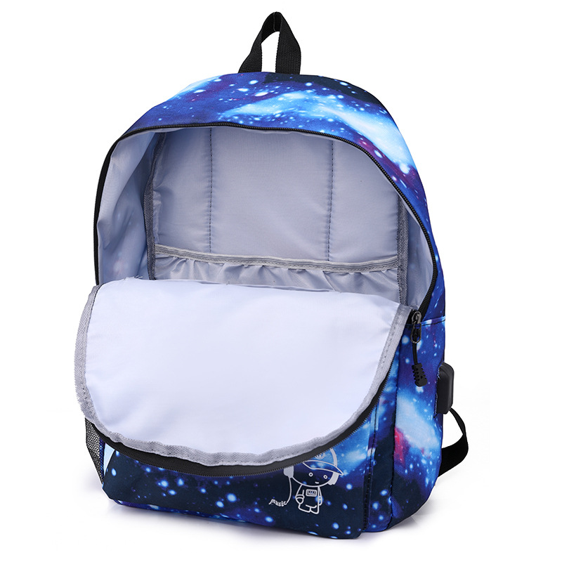 Can make patterned starry night light backpack with multifunctional USB charging, student backpack, sports and leisure_voghion.com