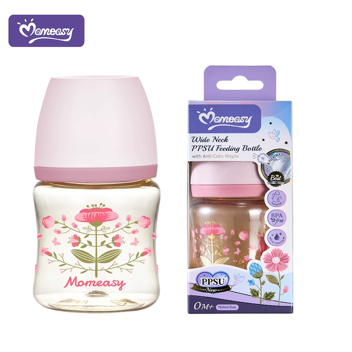 Силиконовый противоколиковый пустышка Momeasy, детская бутылочка для кормления с рисунком, против газообразования, защита от падения, печать