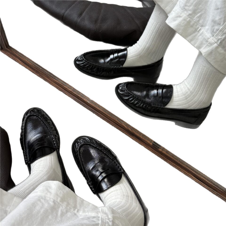 Giày lười nữ mũi tròn xếp ly phong cách Anh Quốc, giày da Oxford đa năng đi làm — Màu nâu, màu đen