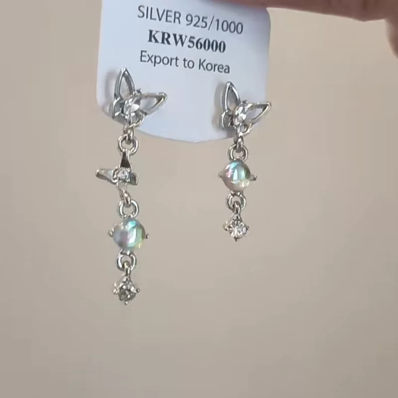 Фирменные серьги, маленькие дизайнерские зажимы, лунный камень, для не проколотых ушей, высококачественный стиль