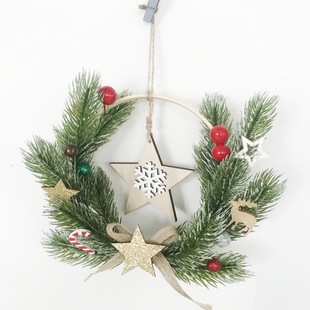 Christmas Wreath Door Hanging Rattan Circle Rattan Hotel Shopping Mall Window Scene Layout European and American Style Decoration Hanging Ornaments
