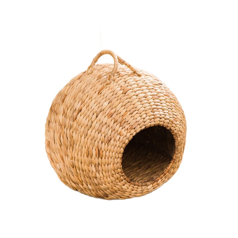 Cama de gato de hierba tejida de calabaza de agua personalizada semicerrada portátil perro nido para perros desmontable y lavable para mascotas generales