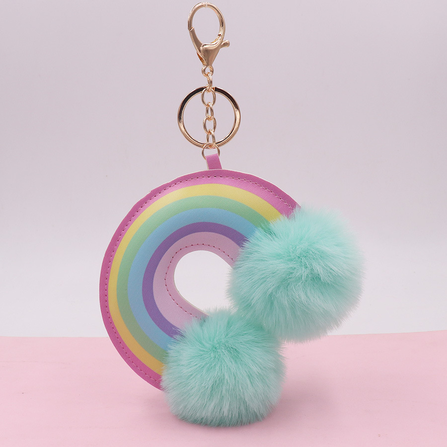 Modern Style Artistic Color Block Pu Leather Imitate Rex Rabbit Fur Alloy Women's Keychain display picture 4