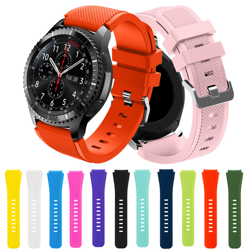 適用三星Gear S3硅膠錶帶Galaxy Watch 3 45mm斜紋S3迷彩印花腕帶
