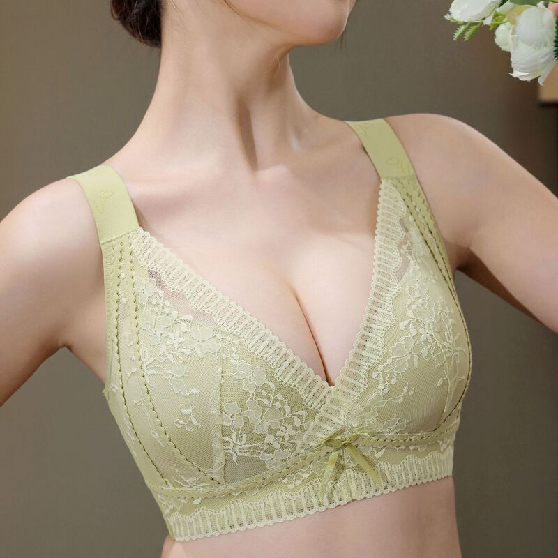 Lace Wireless Three-Dimensional Cup Plus-Size Women's Bra, Push-Up, Comfortable, Breathable, Anti-Sagging, Slimming, Side Support Bra
