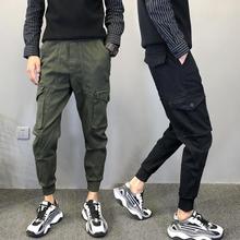 金步康工装裤男社会小伙裤子军绿色潮流休闲裤小脚裤九分束脚裤男